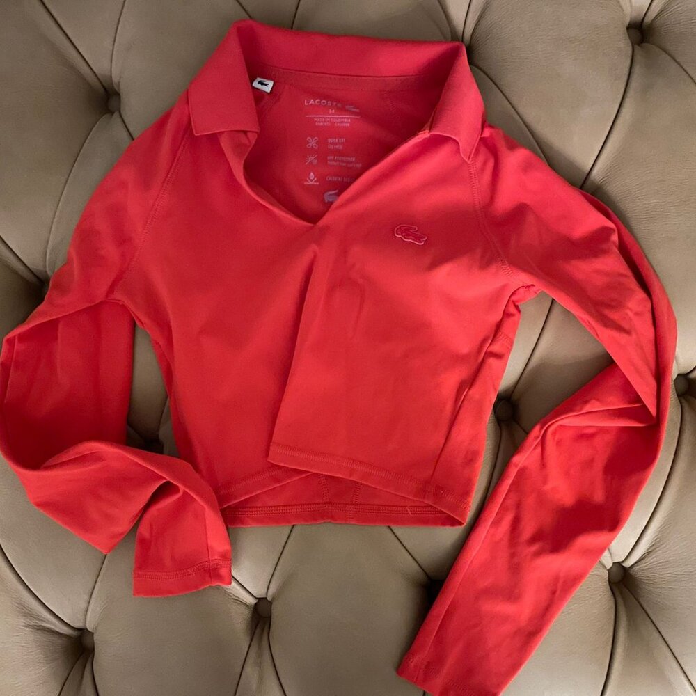 Lacoste Long Sleeve Cropped Polo Shirt Size 34
